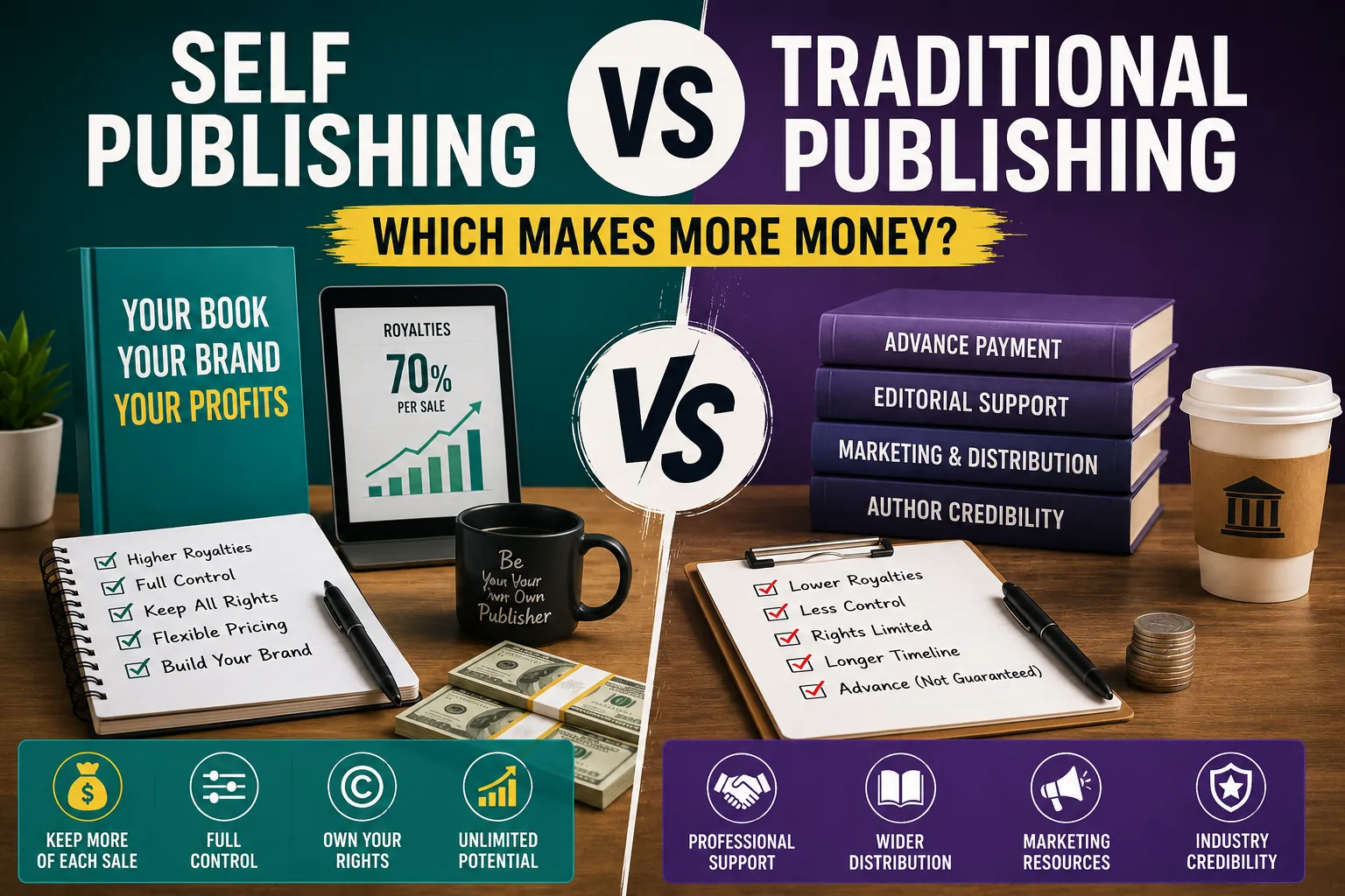 Self Publishing vs Traditional Publishing: Which Makes More Money?