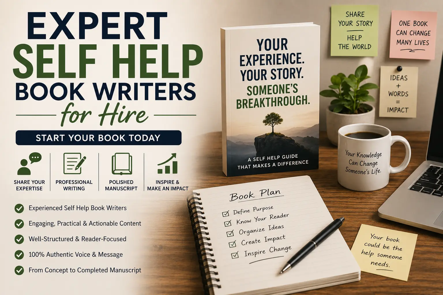 Expert Self Help Book Writers for Hire: Start Your Book Today