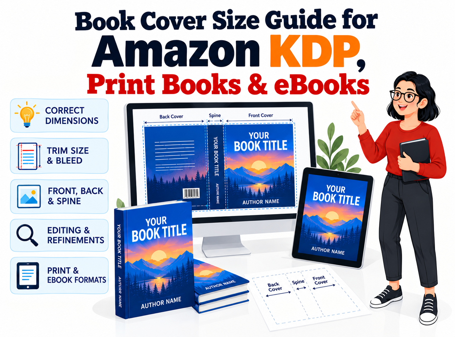 Book Cover Size Guide for Amazon KDP, Print Books & eBooks