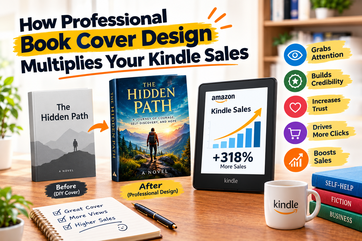 How Professional Book Cover Design Multiplies Your Kindle Sales